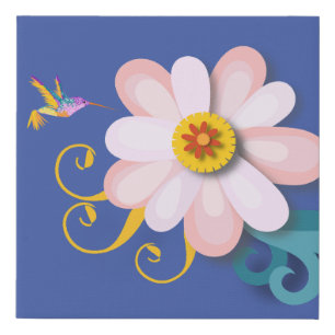 Colourful Humming Bird Faux Canvas Print
