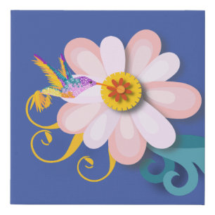 Colourful Humming Bird Faux Canvas Print