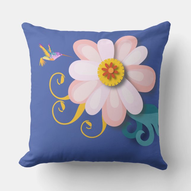 Colourful Humming Bird  Throw Pillow (Front)