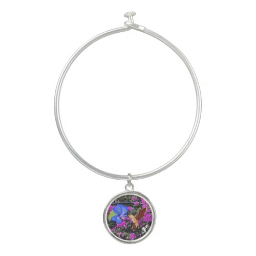 Colourful Hummingbird Charm Bangle Bracelet