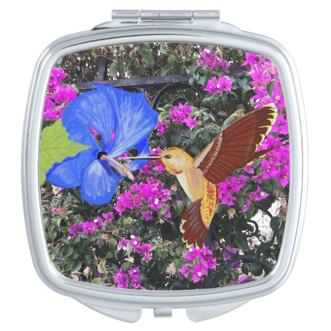 Colourful Hummingbird Compact Mirror (Front)