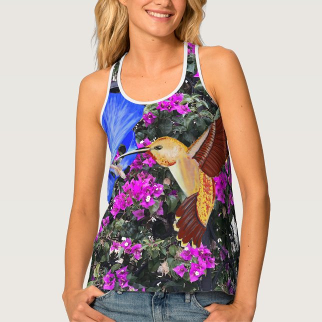 Colourful Hummingbird Tank Top (Front)
