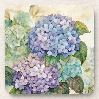 Colourful hydrangeas beverage coaster