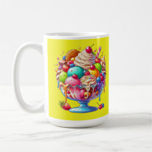 Colourful Ice Cream Sundae – Cute Dessert Illustra Coffee Mug