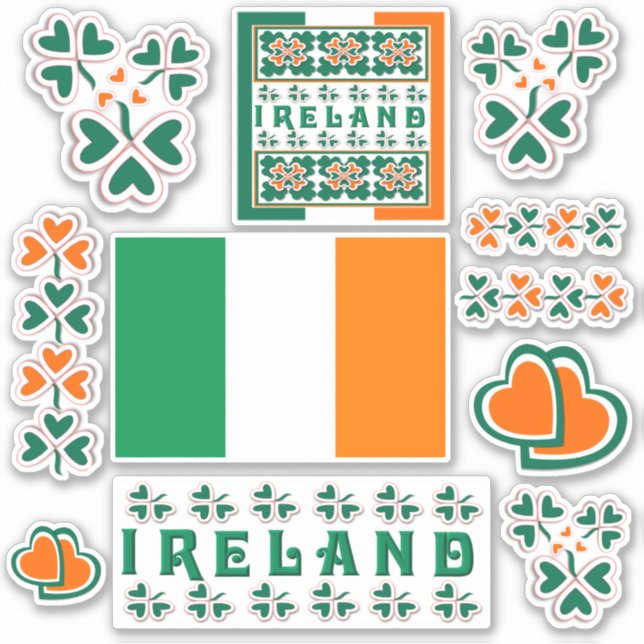 Colourful Irish Shamrock Contour Sticker (Front)