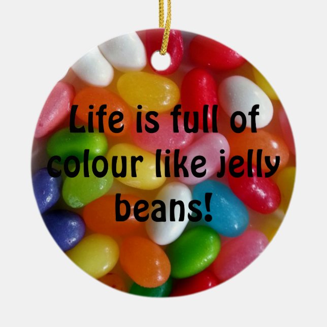 Colourful jelly beans candy ceramic ornament (Front)