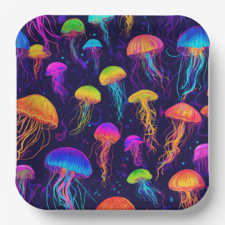 Colourful jelly fish paper plates