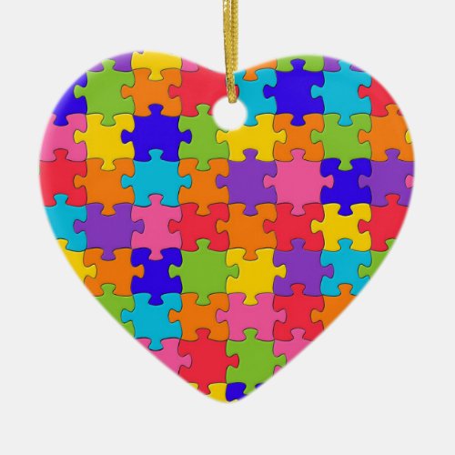Colourful Jigsaw Puzzle Pattern Ceramic Ornament