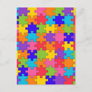 Colourful Jigsaw Puzzle Pattern Postcard