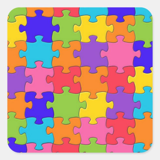 Colourful Jigsaw Puzzle Pattern Square Sticker (Front)