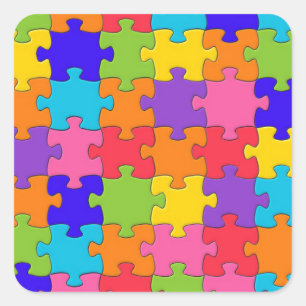 Colourful Jigsaw Puzzle Pattern Square Sticker