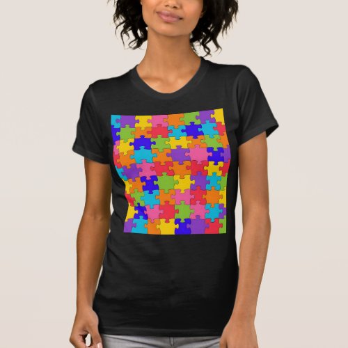 Colourful Jigsaw Puzzle Pattern T_Shirt