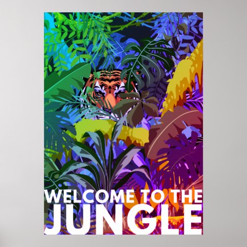 Colourful Jungle Tiger Poster