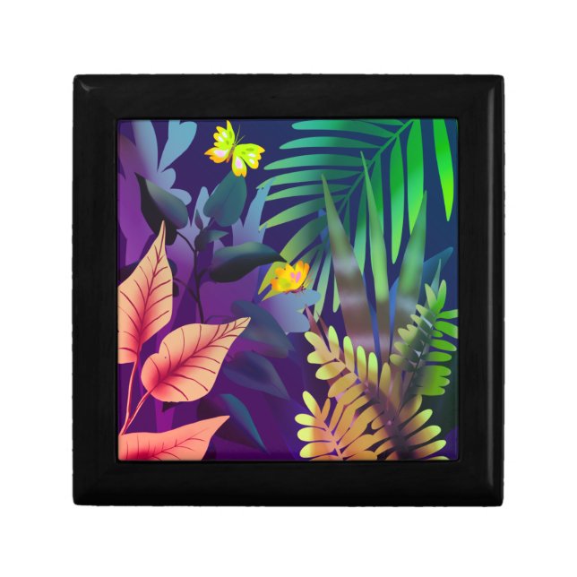 Colourful jungle with butterflies gift box (Front)