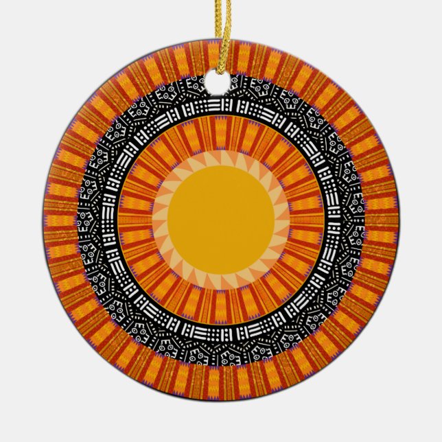 Colourful Kente Design Ceramic Ornament (Front)