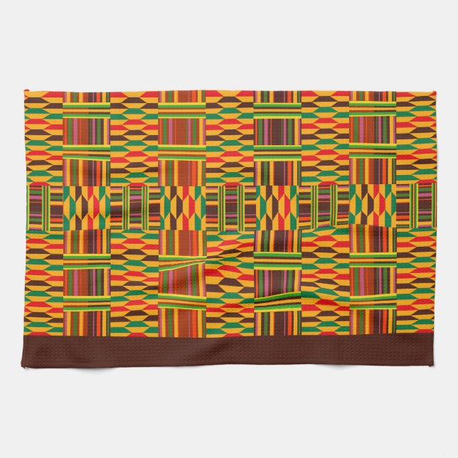 Colourful Kente Ethnic Pattern Kitchen Towel (Horizontal)