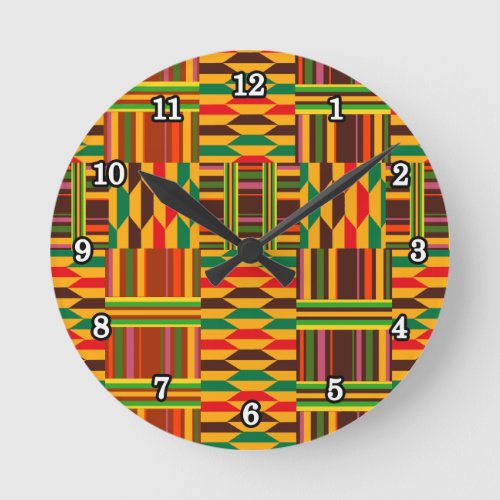 Colourful Kente Round Clock