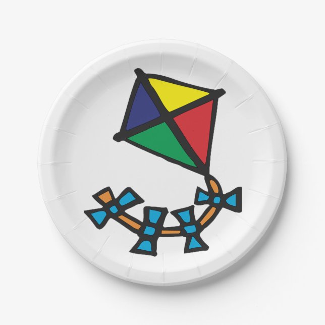 Colourful Kite Paper Plates (Front)