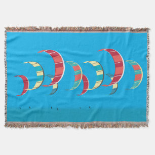 Colourful Kitesurfing Kites Throw Blanket