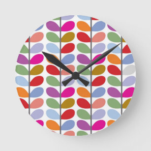 Colourful Leaf Pattern Round Clock
