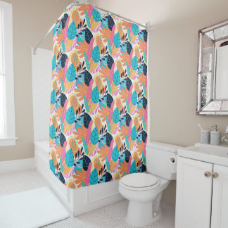 Colourful leafy shower curtain