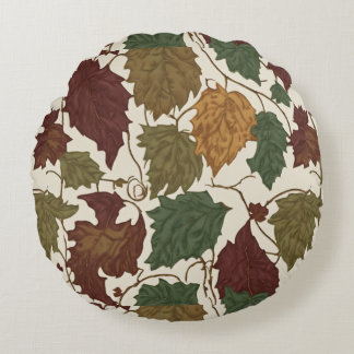 Colourful Leaves  Round Pillow