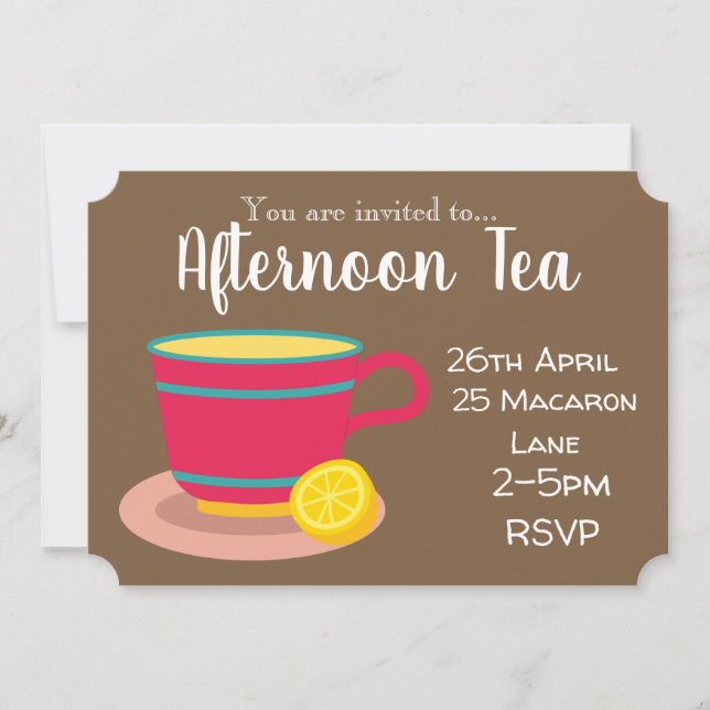 Colourful lemon tea afternoon tea party invitation (Front)