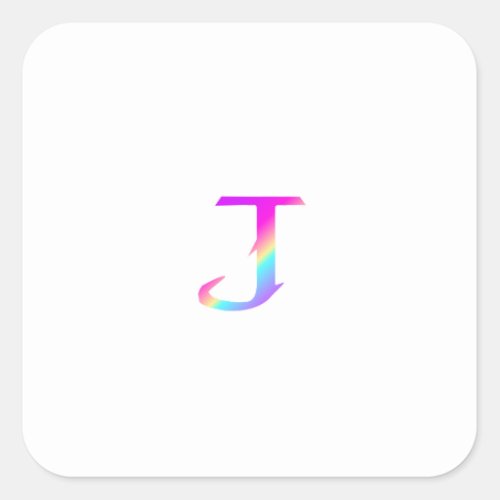 Colourful letter J Square Sticker