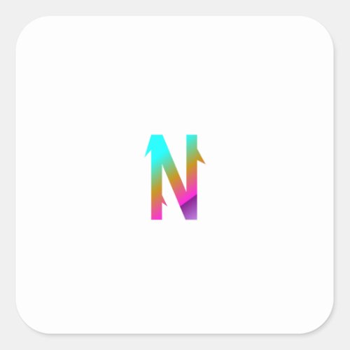 Colourful letter N Square Sticker