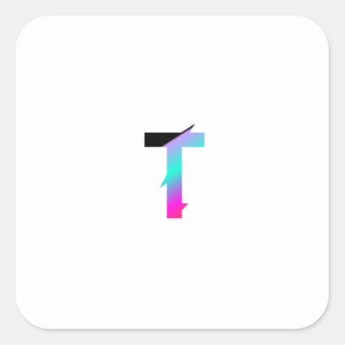 Colourful letter T Square Sticker