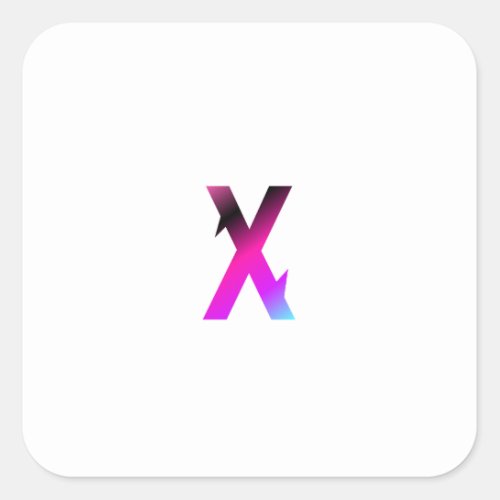 Colourful letter X Square Sticker