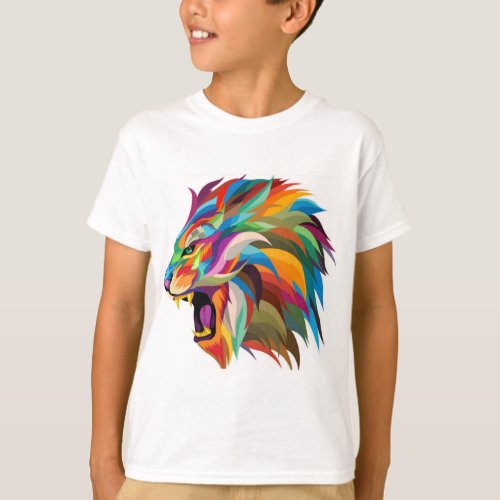 Colourful lion face T_shirt