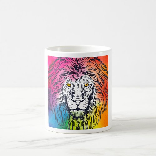 Colourful Lion Head Illustration Coffee Mug