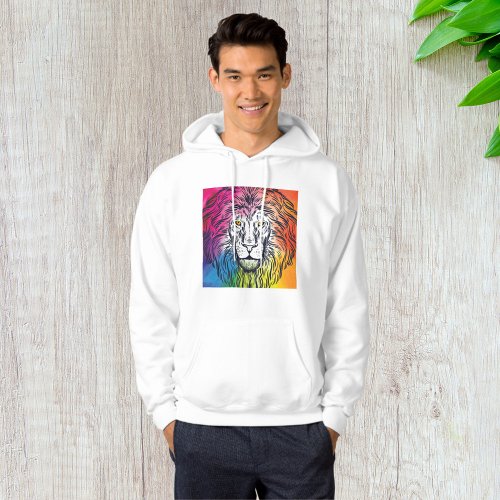 Colourful Lion Head Illustration Hoodie