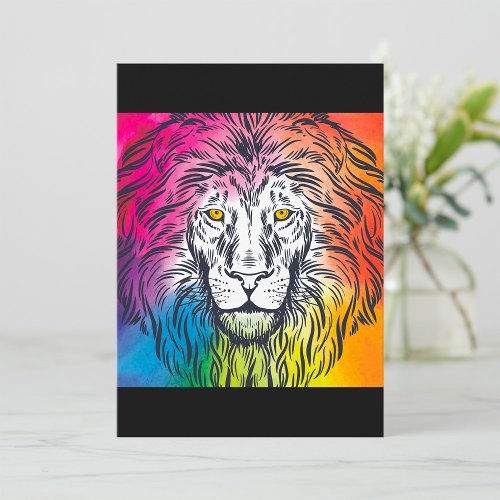 Colourful Lion Head Illustration Invitation