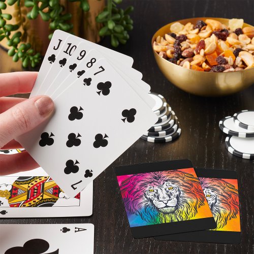 Colourful Lion Head Illustration Playing Cards