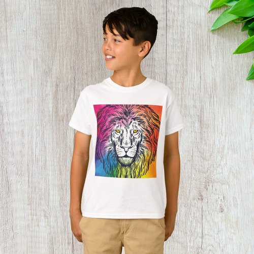 Colourful Lion Head Illustration T_Shirt