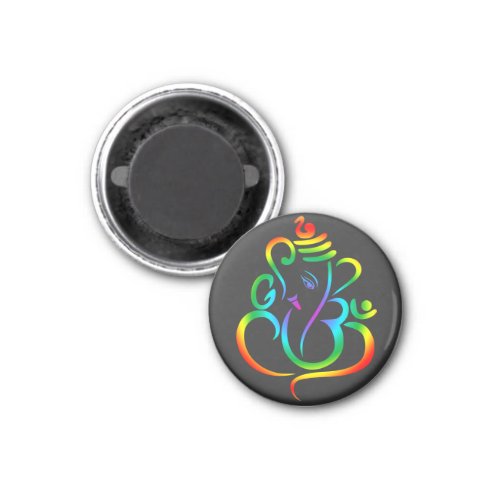Colourful Lord Ganesha on black Magnet