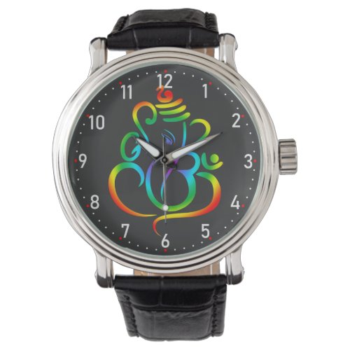 Colourful Lord Ganesha on black Watch