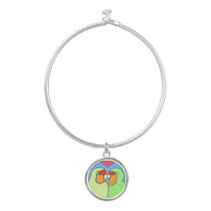 Colourful Love Birds Valentine’s Charm Bangle Bangle Bracelet