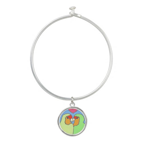 Colourful Love Birds Valentines Charm Bangle Bangle Bracelet