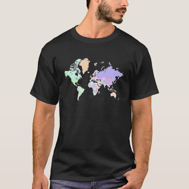Colourful map of the world countries  internationa T-Shirt (Front)