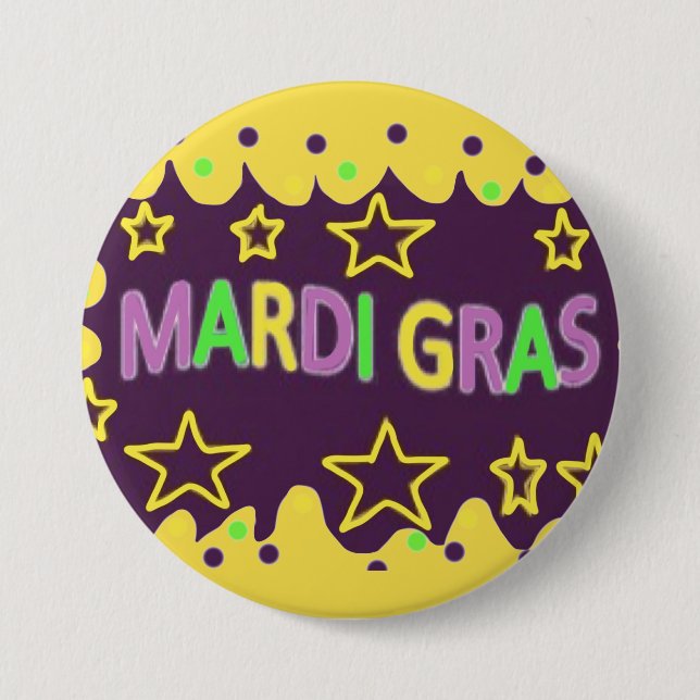 Colourful Mardi Gras Button (Front)