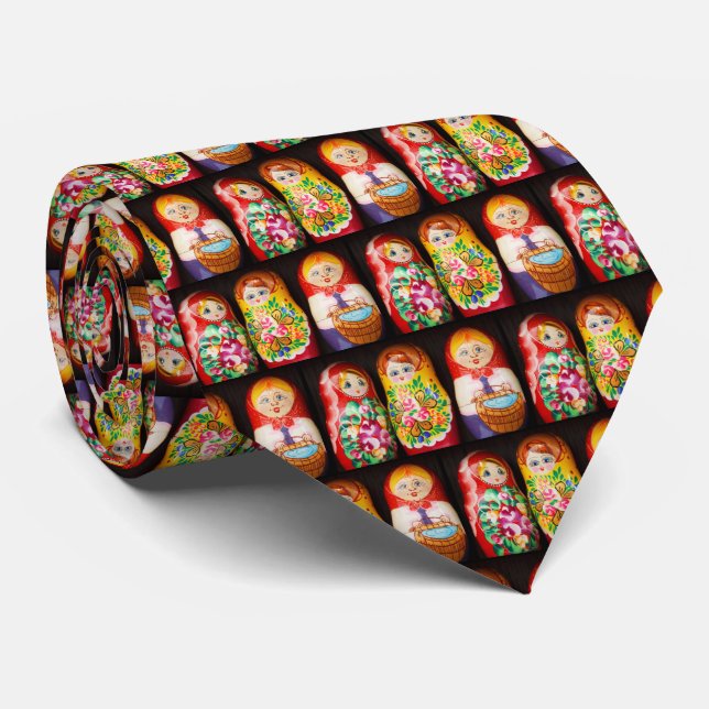 Colourful Matryoshka Dolls Neck Tie (Rolled)
