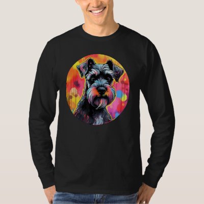 Colourful Miniature Schnauzer Dog Dad Mom Graffity T-Shirt