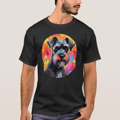 Colourful Miniature Schnauzer Dog Dad Mom Graffity T-Shirt