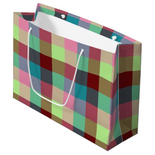 Colourful modern geometric checkered seamless patt large gift bag