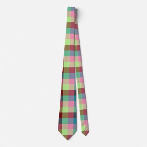Colourful modern geometric checkered seamless patt neck tie