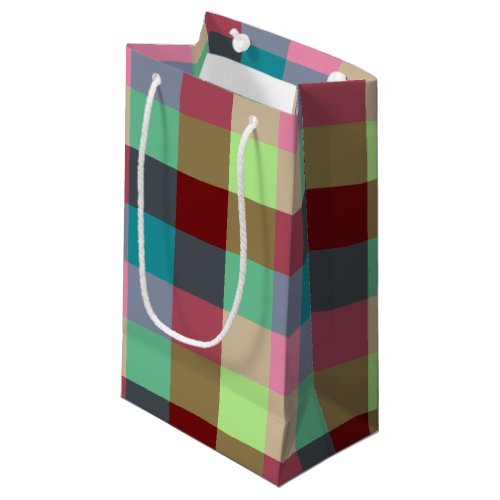 Colourful modern geometric checkered seamless patt small gift bag