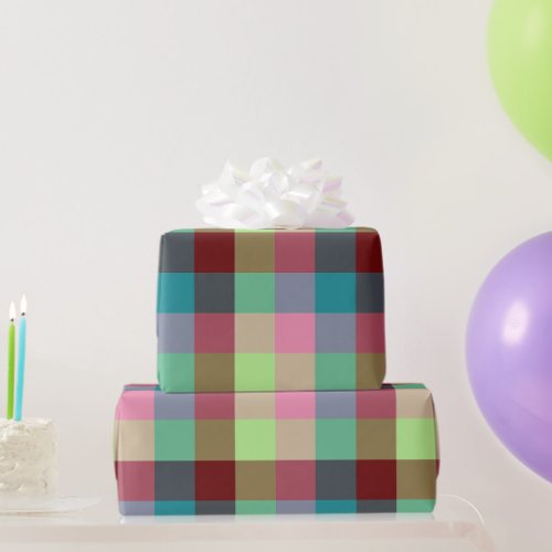 Colourful modern geometric checkered seamless patt wrapping paper